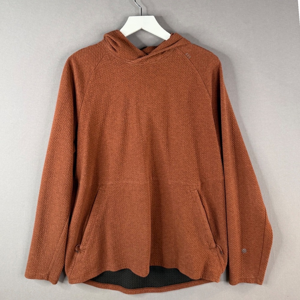 Lululemon At Ease Hoodie Mens L Burnt Orange Textured Wool Blend